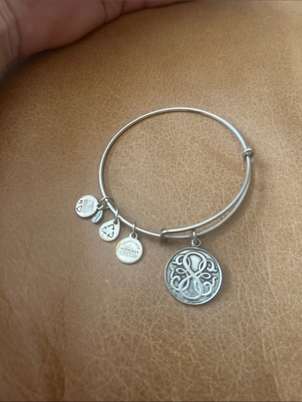 Alex and Ani Silver Filigree Charm Expandable Bangle Bracelet
